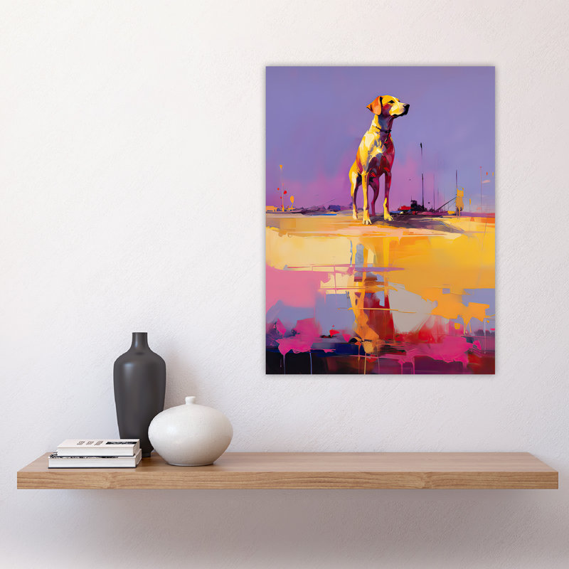Wall Art Print Beach Reflections Dog Portrait Purple Poster Picture