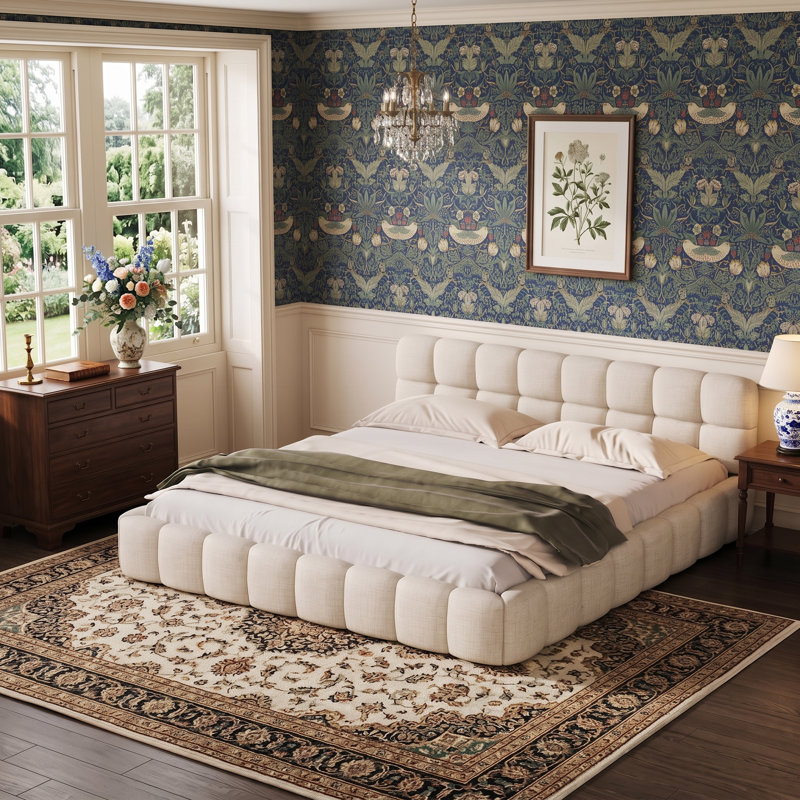 Bed Frame, 140 x 190cm, Beige