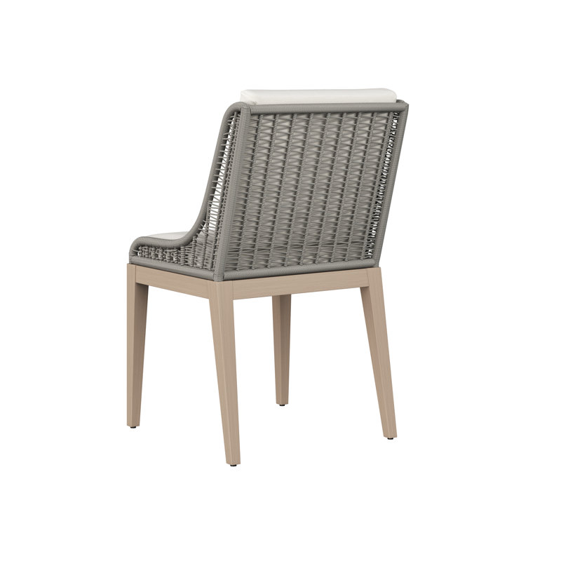 Hellmut Outdoor Teak Dining Side Chair, Off White, Brown