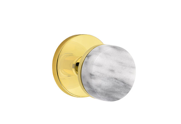 Select Round Knob with Round Rosette, Unlacquered Brass