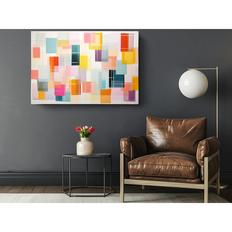 Impression sur toile de formes abstraites colorées, décoration murale moderne pour la maison et le bureau, H 30 po x l 45 po