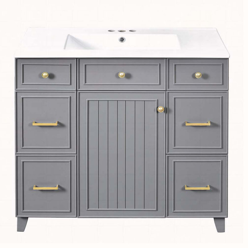 Meuble-lavabo 36 po avec lavabo en céramique, Grey
