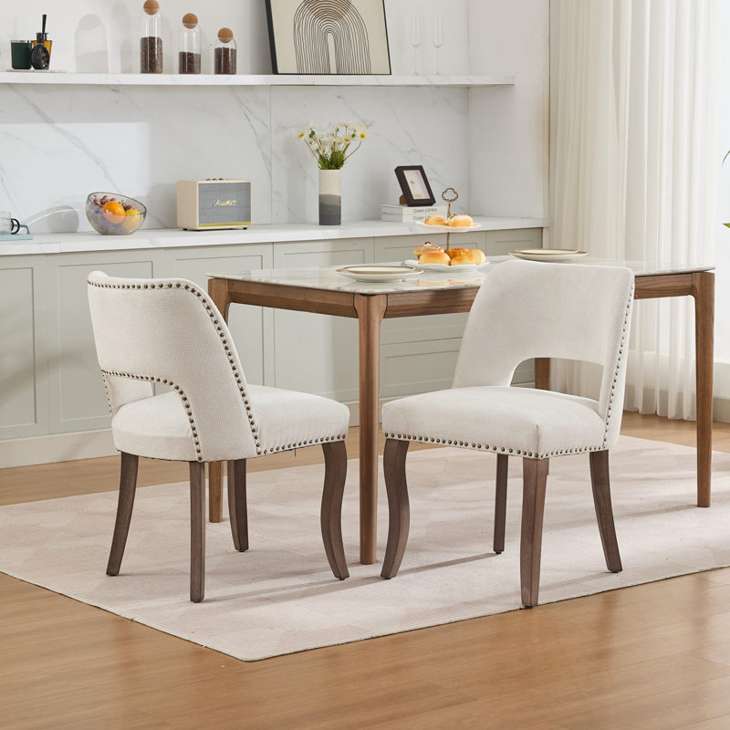 Ensemble de 2 en bois avec clous décoratifs Churchwell, Beige