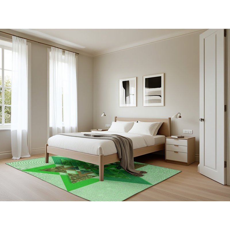 Tapis vert tissé à la machine, Rectangle 5 pi x 7 pi