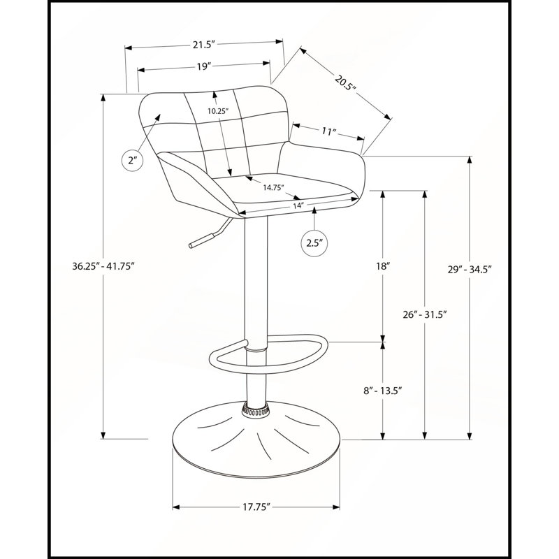Ensemble de tabourets pivotants contemporains réglables pour la cuisine et la salle à manger, Noir