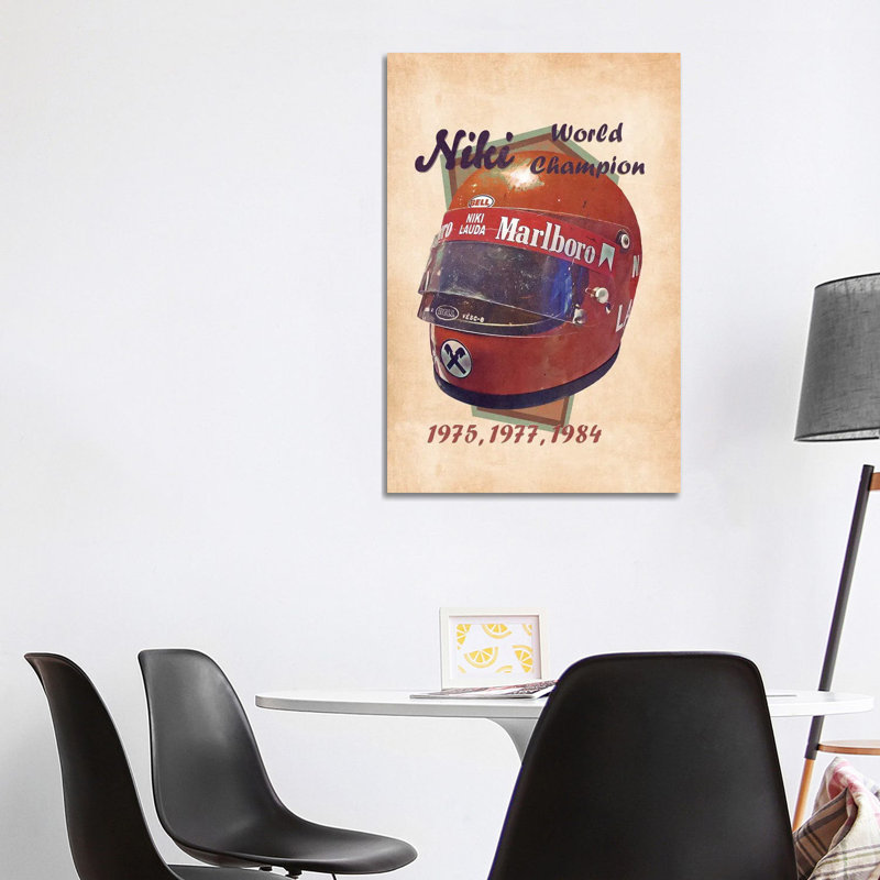Niki Lauda's Helmet Retro - Wrapped Canvas Painting, 101.6 cm H x 66.04 cm W x 1.91 cm D