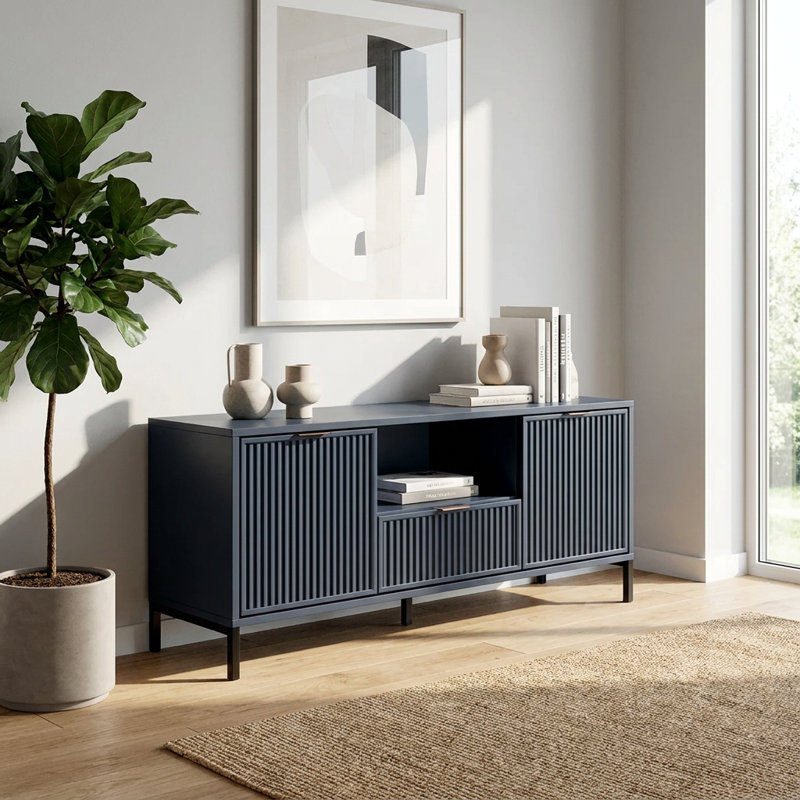 Unfinished TV Stand, 56cm H x 135cm L x 41cm W, Indigo