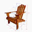 Chaise Adirondack pliante en chêne pour une utilisation intérieure et extérieure, confortable et robuste avec siège et accoudoirs larges