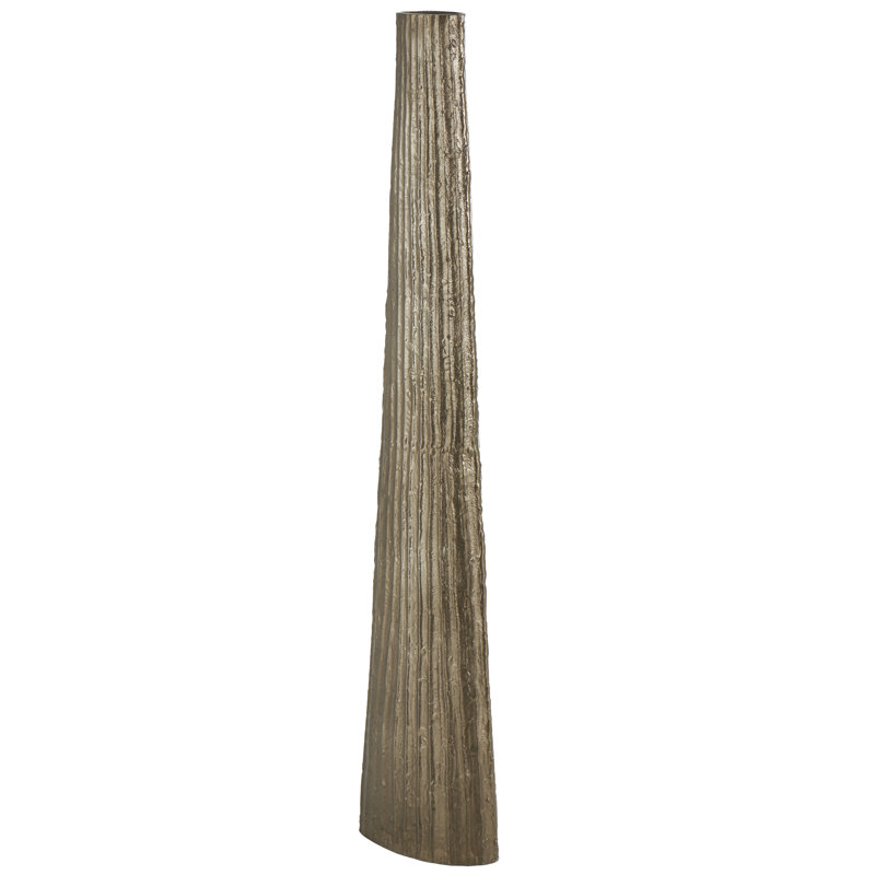 Vase en métal plat en aluminium avec crêtes texturées Jennalyn, H 48,2 po x l 10 po x P 5 po