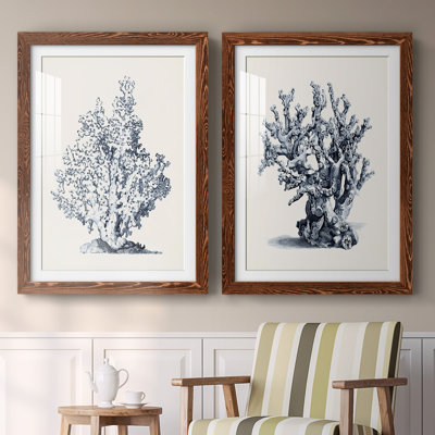 «Blue Antique Coral I-Premium», reproduction encadrée prête à être accrochée