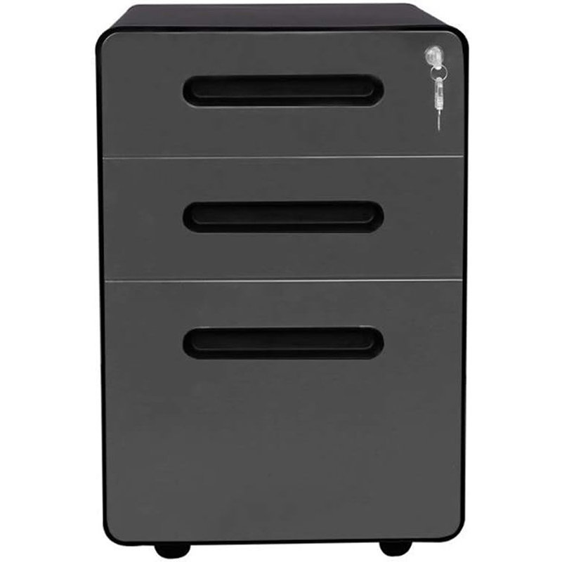 15.3'' Wide 3 -Drawer Mobile Steel File Cabinet, Black
