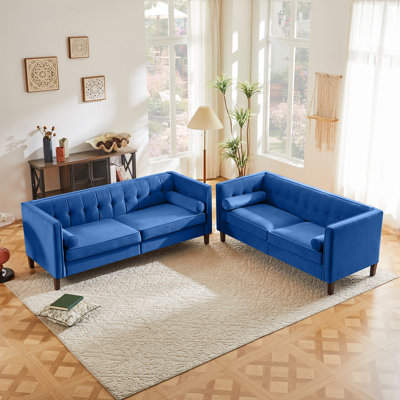 2 Piece Velvet Mid Century Tufted Living Room Sofa Set by Ebern Designs