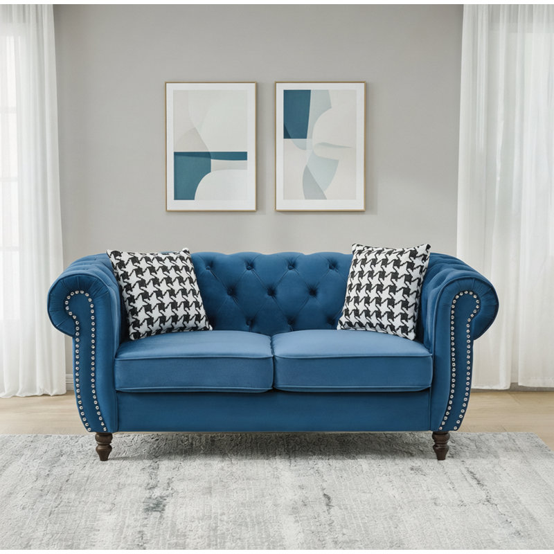 Canapé 65 po en tissu d'ameublement Chesterfield, 65"