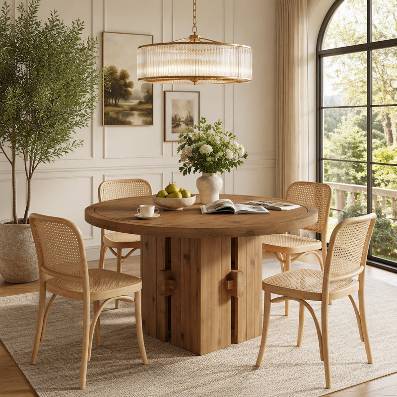 with Solid Wood Base Dining Table