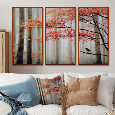 Forêt d'automne matin rosée au Québec - Ensemble de décoration murale forêt