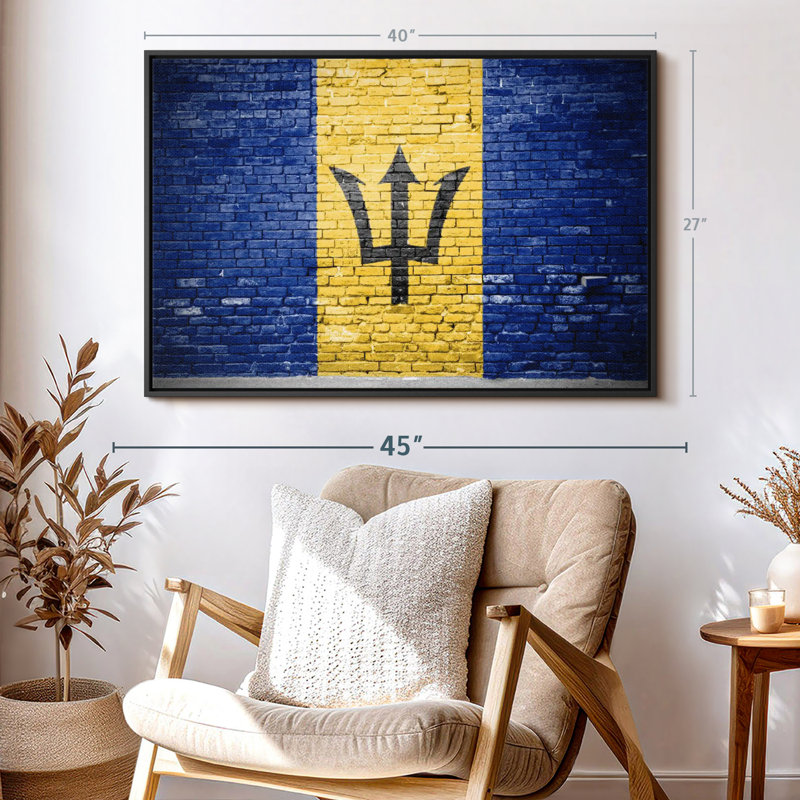 Barbados Flag Graffiti Canvas Print, 27" H x 40" W