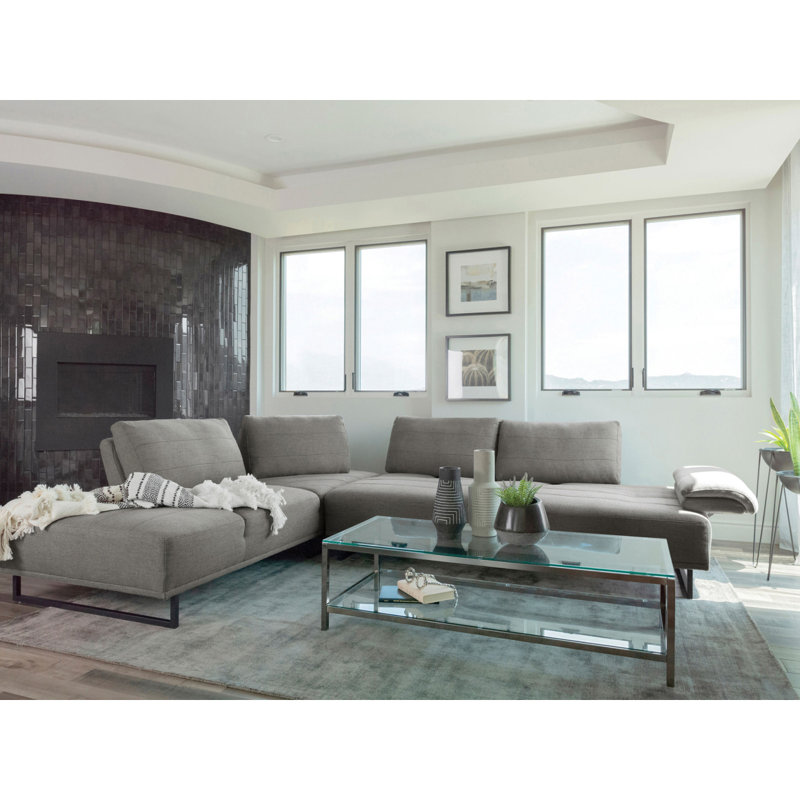 Canapé modulaire en L Harnal taupe avec dossier réglable