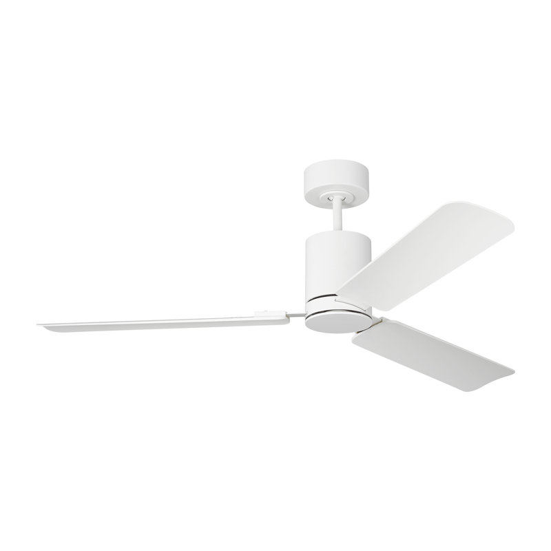 Visual Comfort Fan Cleancut Smart 54 LED Indoor Ceiling Fan with Threaded Downrod, Matte White ABS blades and Handheld Remote