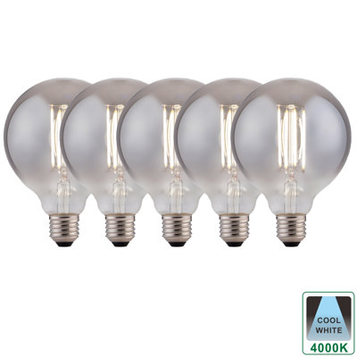 8W E27 G125 Smoked LED Light Bulb 4000K (Set Of 5)