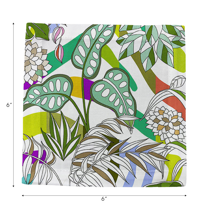  Sabi Jungle Cotton Sateen Cocktail Napkins, Natural
