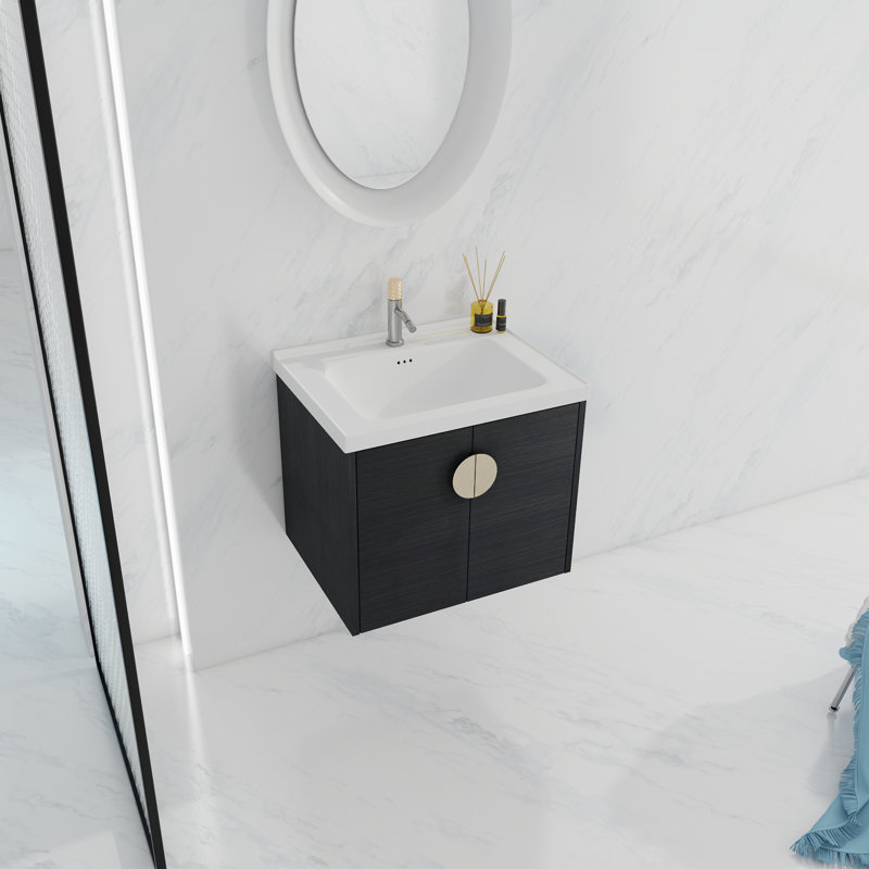 Olev 23.8'' Single Bathroom Vanity with Ceramic Top
