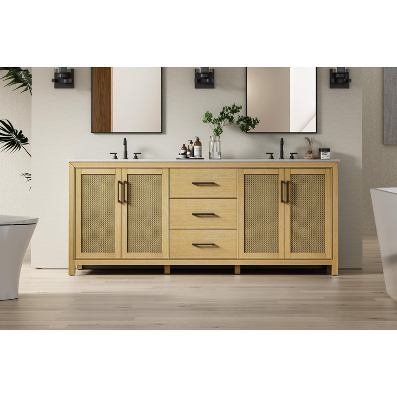 Meuble-lavabo double 84 po, Lin chêne