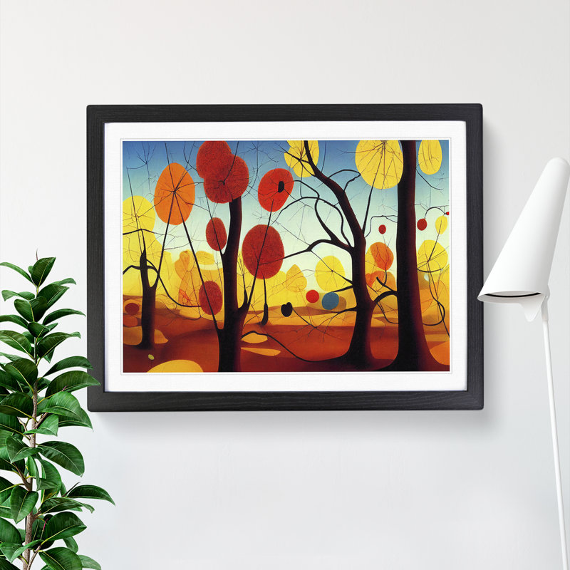 Autumn Forest Trees - Single Picture Frame Print, Black Framed, 25cm H x 34cm W x 2cm D