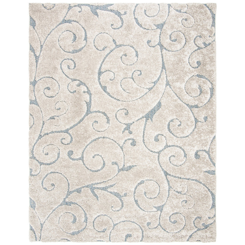 Chaffin Shag Performance Solid Color Rug, Rectangle 8' x 10', Beige/Blue Gray