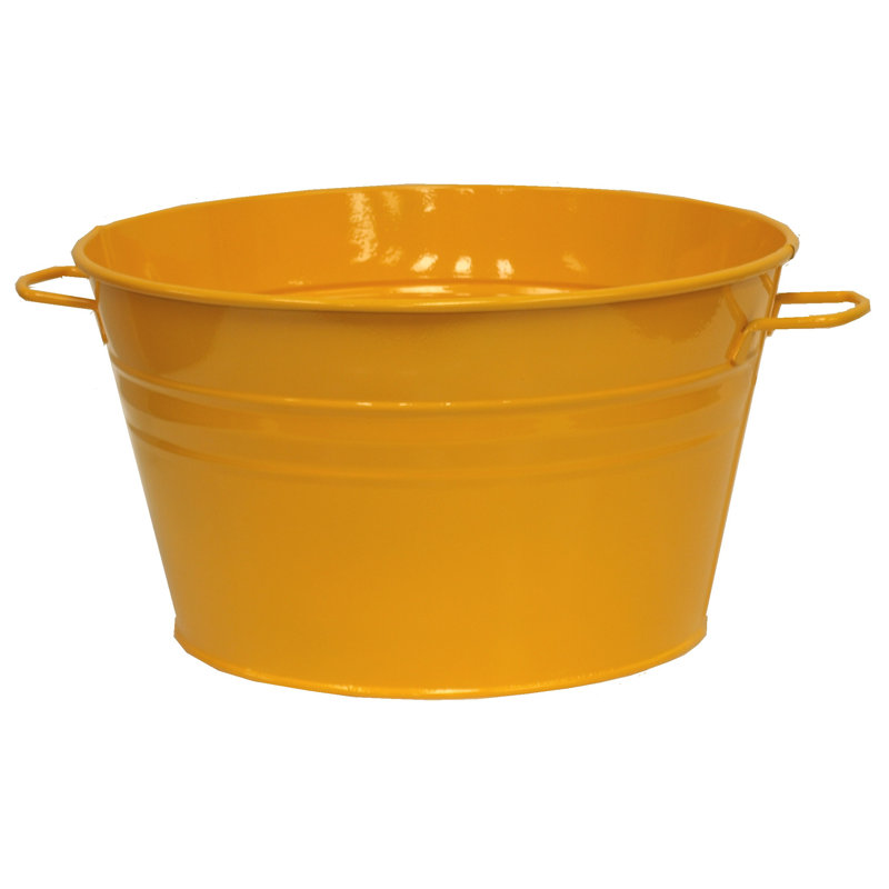 Enameled Galvanized Steel Planter / Beverage Tub., Saffron, 8" H x 15" W x 15" D