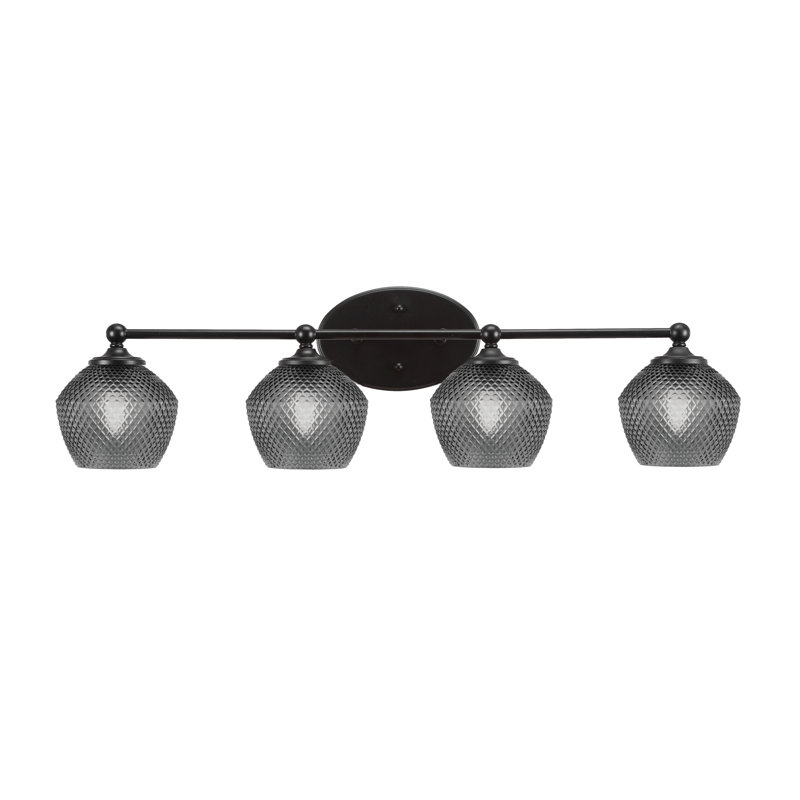 Sheffield 4 Light Bath Bar Shown In, Clear, Matte Black
