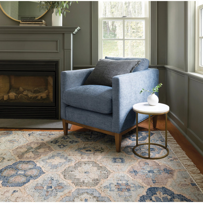 Pali Blue Handwoven Jute Rug, 3x5