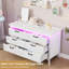 Commode 6 tiroirs avec prise de courant et lumière DEL RVB - Commode moderne avec station de charge pour chambre à coucher, salon, placard-660398811