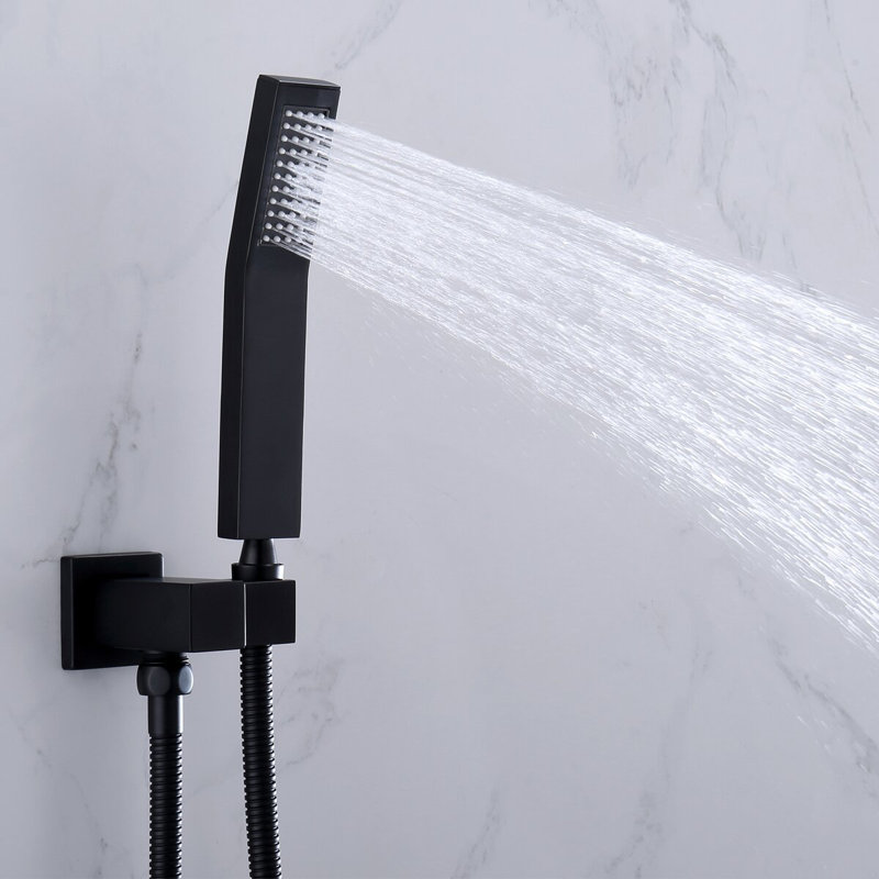 Complete Shower System with Rough-in Valve with 12 Inches Rain Shower Head, Matte Black