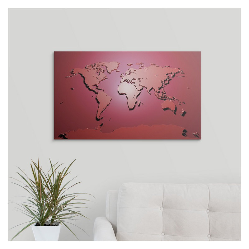 Francy World Map - impression d'art graphique, H 12 po x l 19 po x 1,5 po, Toile