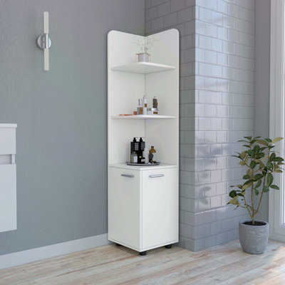 Malibu Freestanding Linen Cabinet, 2-Doors, Open Shelves