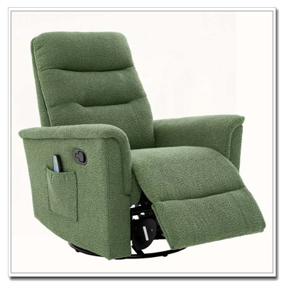 Manual Recliner Chair Rocking and Swivel Recliner Nursery Rocking Recliner Massage Recliner with 8-Point Massage Function and Adjustable Backrest