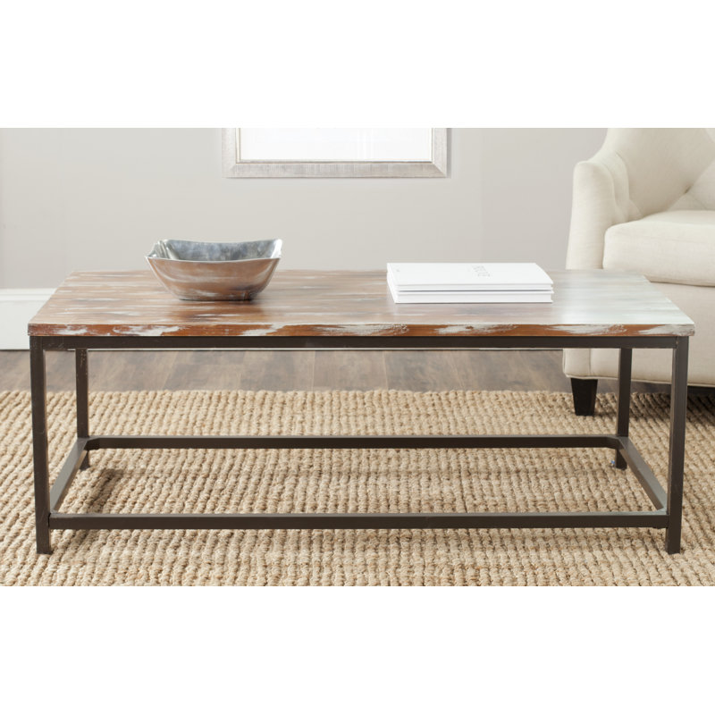 Auton Solid Wood Top Coffee Table, Distressed Gray Barn