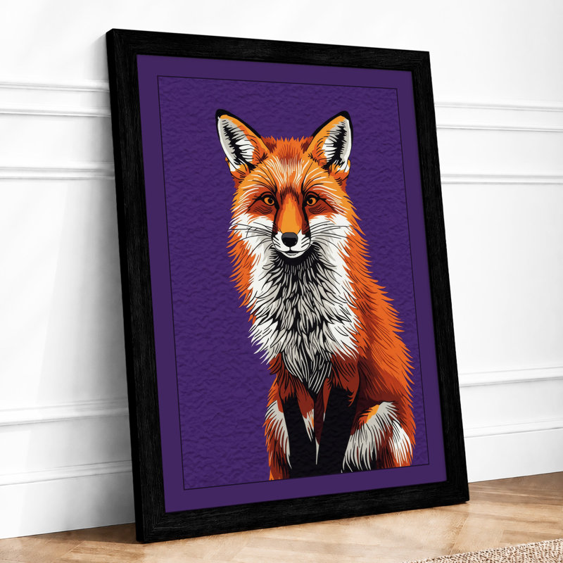Fox Study Modern - Framed Print, Black, A3 - 42.0 x 29.7 cm
