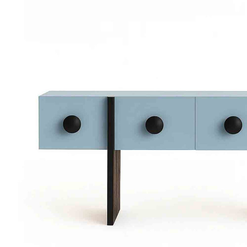 Armoire d'entrée de style italien de luxe, 31.50" H x 62.99" W x 15.75" D, Bleu / Noir, Blue