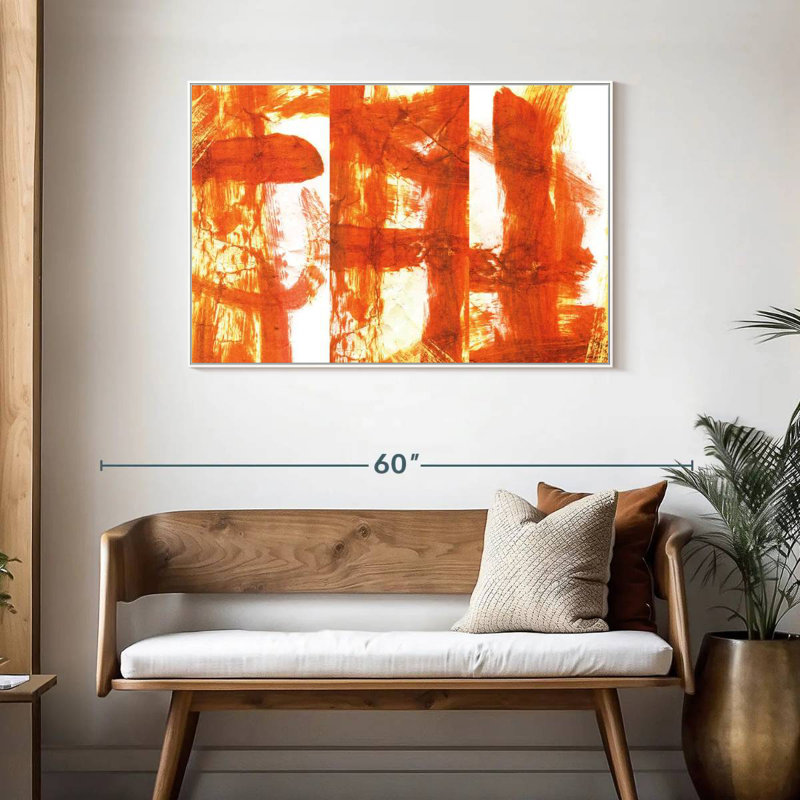 Orange noisette, Cadre flottant blanc, 43 po x 29 po