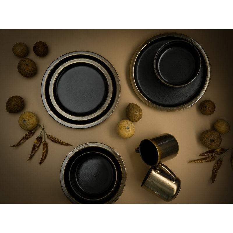 Modern Industrial Black, 16-Piece Dinnerware Set