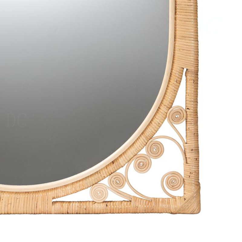 Miroir, fabriqué en rotin naturel, verre miroitant et bois d'ingénierie