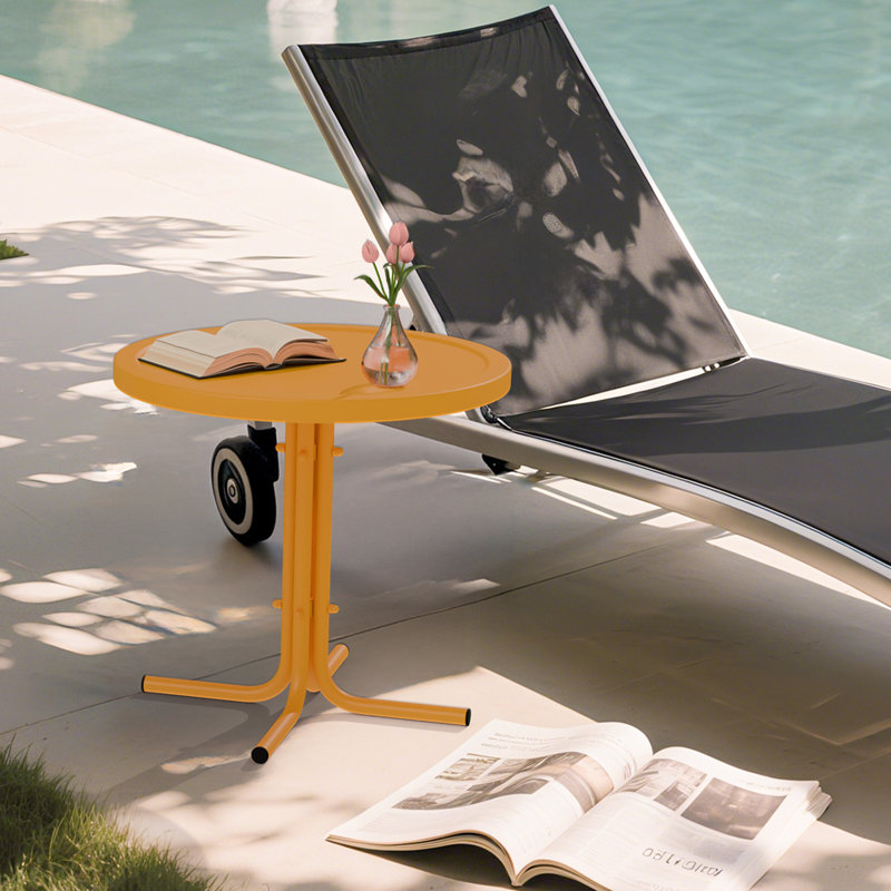 Patio Orange Steel Side Table, Orange