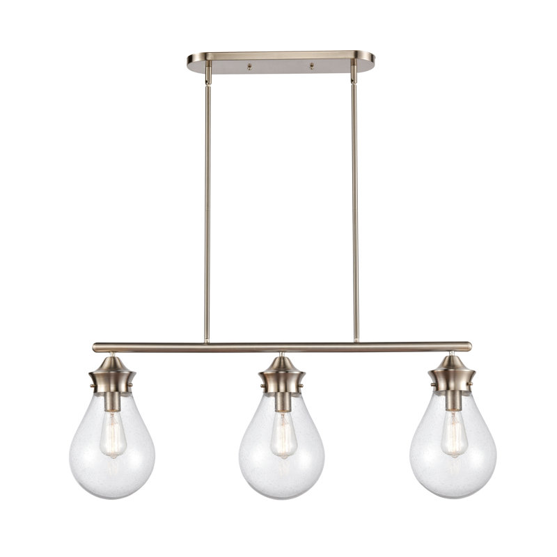 Hartell 3 - Light Kitchen Island Pendant, No Bulb Included, Polished Chrome, Clear