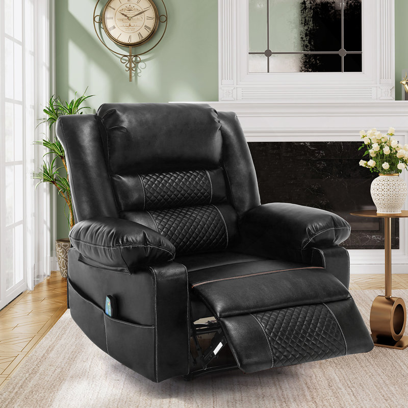 Fauteuil inclinable de massage en cuir respirant, Noir
