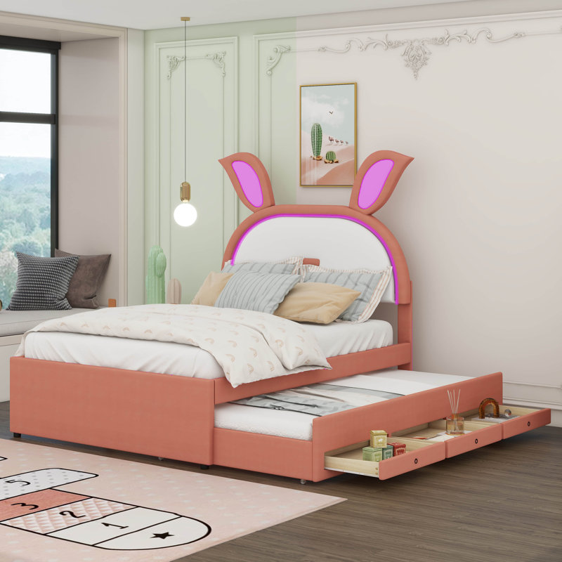 Morfaw Upholstered Panel Storage Bed,  Pink