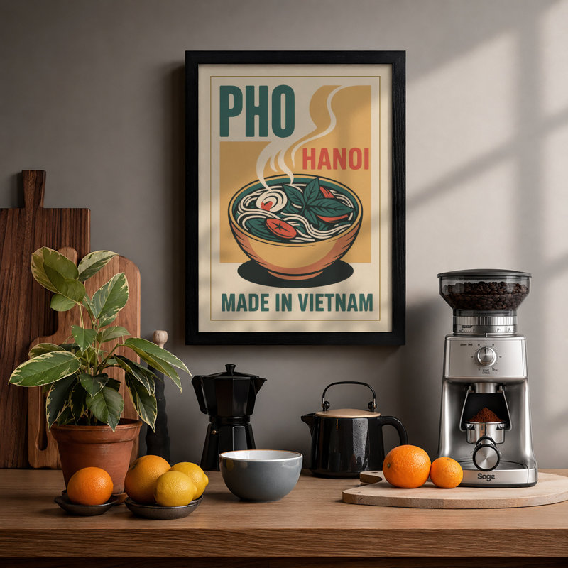 Postcard from Hanoi Retro - Framed Print, A1 - 84.1 x 59.4 cm, Black