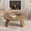 Table basse ronde de 85 cm (33,5 po) pour salon, couleur miel | Table d'appoint ronde moderne avec pattes inclinées, idéale pour les petits espaces, construction stable, montage et nettoyage faciles