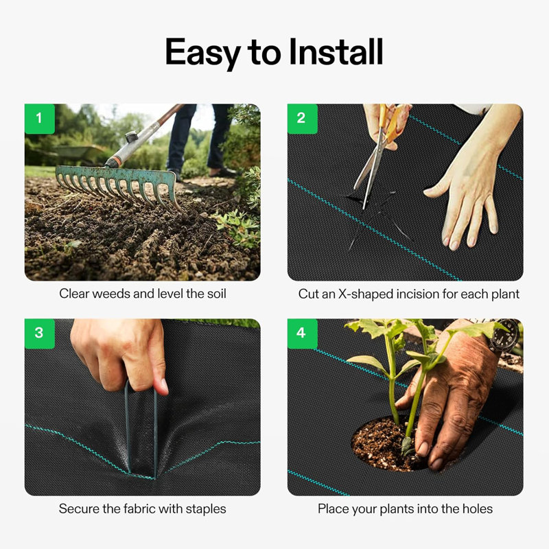 Tissu d'aménagement paysager anti-mauvaises herbes à double couche de 3 pi x 100 pi