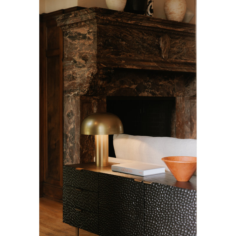 Breu Black Oak and Gold Iron 6-Drawer Sideboard